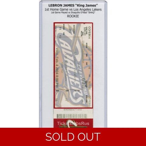 2004 LeBron James 1st GAME CAVALIERS vs LAKERS Shaquille O'Neal 2/4 Full Ticket
